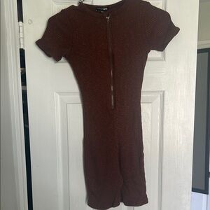 Chic Brown Short Sleeve Dress